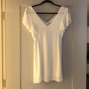 Magnolia boutique v-neck white dotted empire dress